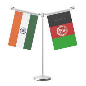 Y Shaped Afghanistan Table Flag With Stainless Steel Base And Pole
