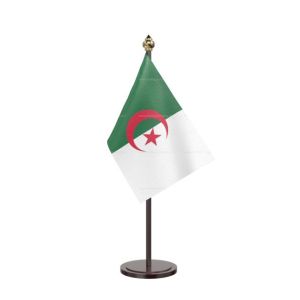 Algeria Table Flag With Black Acrylic Base And Gold Top
