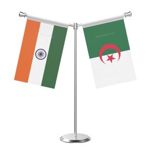 Y Shaped Algeria Table Flag With Stainless Steel Base And Pole