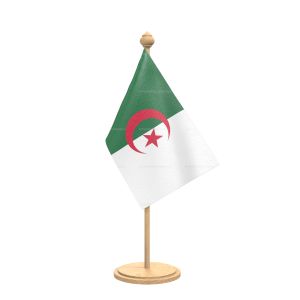 Algeria Table Flag With wooden Base And wooden pole
