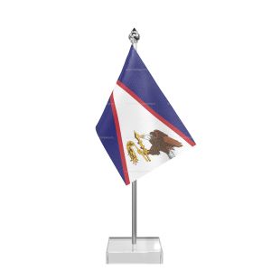 American Samoa Table Flag With Stainless Steel Pole And Transparent Acrylic Base Silver Top