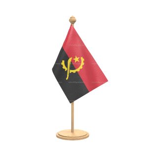 Angola Table Flag With wooden Base And wooden pole