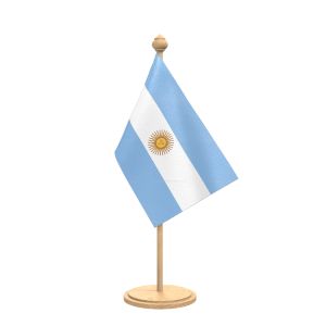Argentina Table Flag With wooden Base And wooden pole