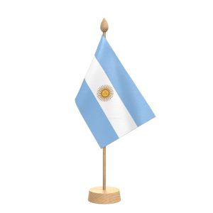 Argentina Table Flag With Wooden Base and 15" Wooden Pole