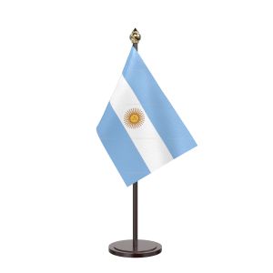 Argentina Table Flag With Black Acrylic Base And Gold Top
