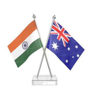 Australia Table Flag With Stainless Steel pole and transparent acrylic base silver top
