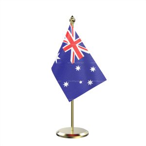 Single Australia Table Flag With Brass Base And Brass Pole