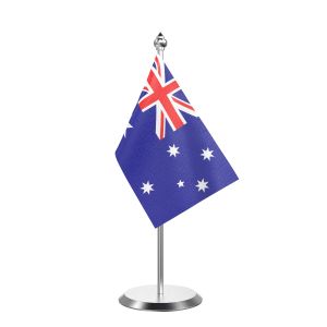 Australia Table Flag With Stainless Steel Base And Pole

