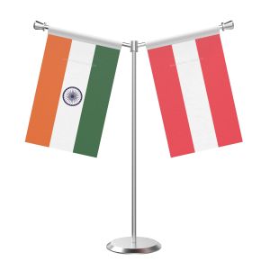 Y Shaped Austria Table Flag with Stainless Steel Base and Pole