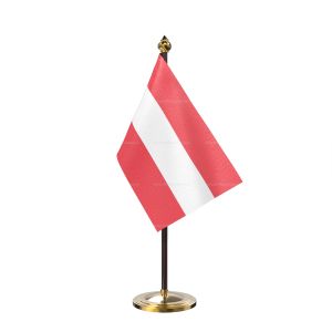 Austria Table Flag With Golden Base And Plastic pole
