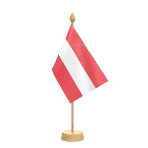 Austria Table Flag With Wooden Base and 15" Wooden Pole