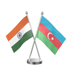 Azerbaijan Table Flag With Stainless Steel Base And Pole