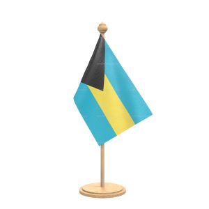 Bahamas Table Flag With wooden Base And wooden pole