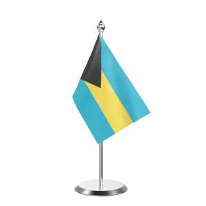 Single Bahamas Table Flag with Stainless Steel Base and Pole with 15" pole