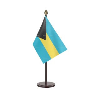 Bahamas Table Flag With Black Acrylic Base And Gold Top

