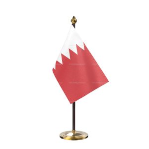 Bahrain Table Flag With Golden Base And Plastic pole