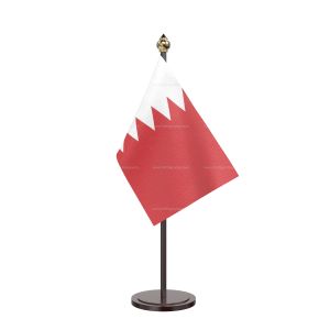Bahrain Table Flag With Black Acrylic Base And Gold Top
