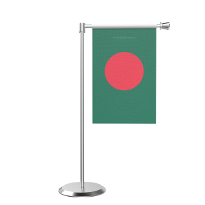 L Shape Table Bangladesh Table Flag With Stainless Steel Base And Pole