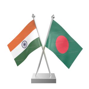 Bangladesh Table Flag With Stainless Steel Square Base And Pole