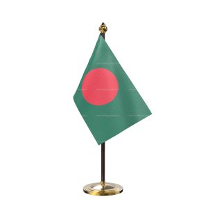Bangladesh Table Flag With Golden Base And Plastic pole
