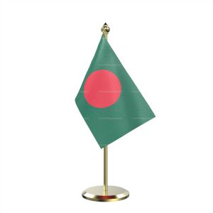 Single Bangladesh Table Flag With Brass Base And Brass Pole