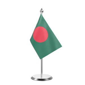 Bangladesh Table Flag With Stainless Steel Base And Pole
