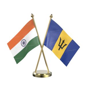 Barbados Table Flag With Brass Base And Brass Pole
