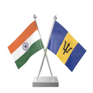 Barbados Table Flag With Stainless Steel Square Base And Pole