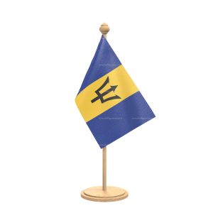 barbados Table Flag With wooden Base And wooden pole