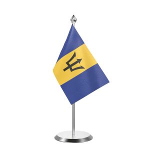 Barbados Table Flag With Stainless Steel Base And Pole
