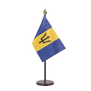 Barbados Table Flag With Black Acrylic Base And Gold Top
