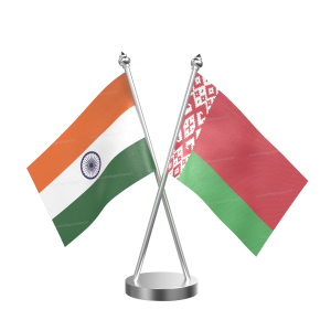 Belarus Table Flag With Stainless Steel Base And Pole