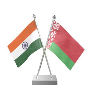 Belarus Table Flag With Stainless Steel Square Base And Pole