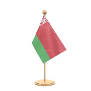 belarus Table Flag With wooden Base And wooden pole