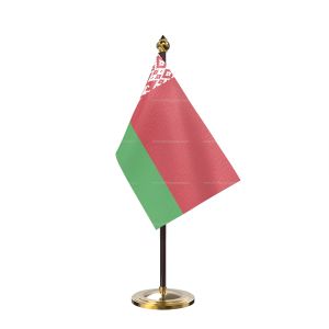 Belarus Table Flag With Golden Base And Plastic pole