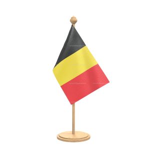 belgium Table Flag With wooden Base And wooden pole
