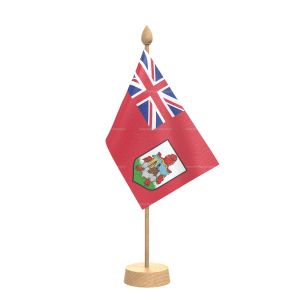 Bermuda Table Flag With Wooden Base and 15" Wooden Pole