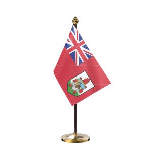 Bermuda Table Flag With Golden Base And Plastic pole