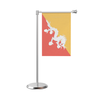 L Shape Table Bhutan Table Flag With Stainless Steel Base And Pole