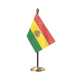 Bolivia Table Flag With Golden Base And Plastic pole