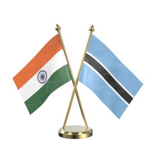 Botswana Table Flag With Brass Base And Brass Pole