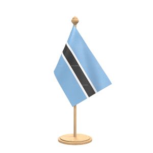 botswana Table Flag With wooden Base And wooden pole