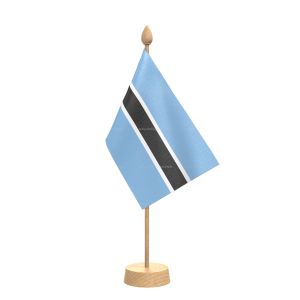 Botswana Table Flag With Wooden Base and 15" Wooden Pole