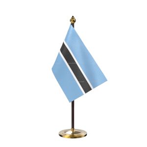 Botswana Table Flag With Golden Base And Plastic pole