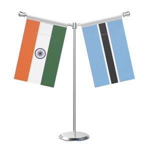 Y Shaped Botswana Table Flag with Stainless Steel Base and Pole