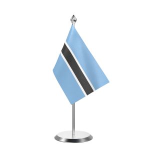 Single Botswana Table Flag with Stainless Steel Base and Pole with 15" pole
