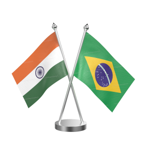 Brazil Table Flag With Stainless Steel Base And Pole