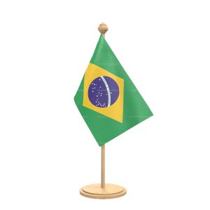 brazil Table Flag With wooden Base And wooden pole