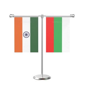 Bulgaria T shaped Table Flag with Stainless Steel Base and Pole