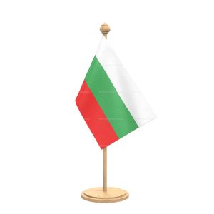 bulgariaTable Flag With wooden Base And wooden pole